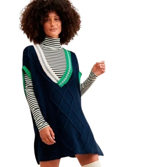 Free People Navy Kenzie Mini Dress Sweater Vest Size Small - Picture 1 of 7